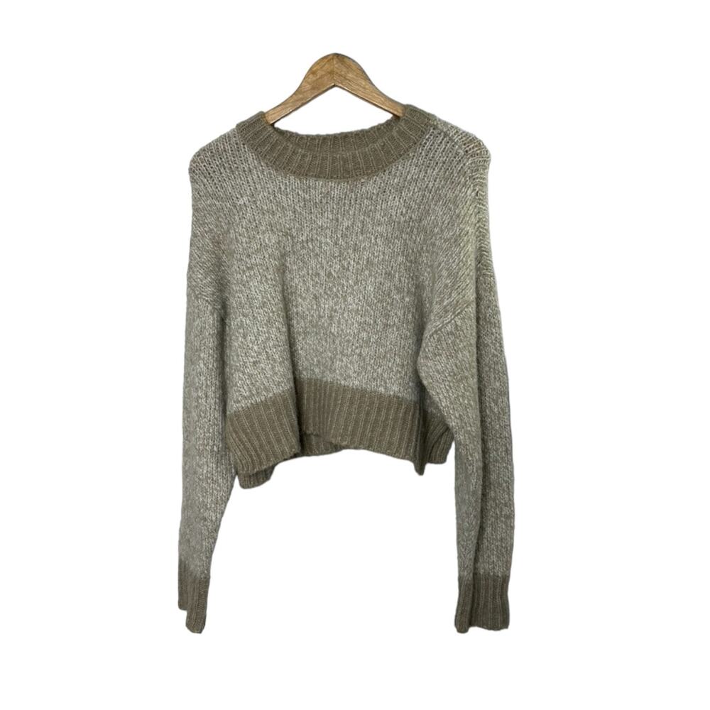 Garage Heather Tan Soft Ribbed Cropped Sweater Size Small
